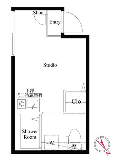 フリングホルニ(ワンルーム/1階)の間取り写真