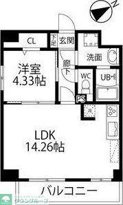 ウルフィエスタ徳川(1LDK/3階)の間取り写真