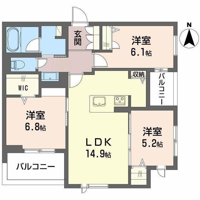 CRESTIEQ大岩本町(3LDK/2階)の間取り写真