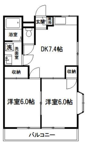 渡辺ハイツ(2DK/1階)の間取り写真