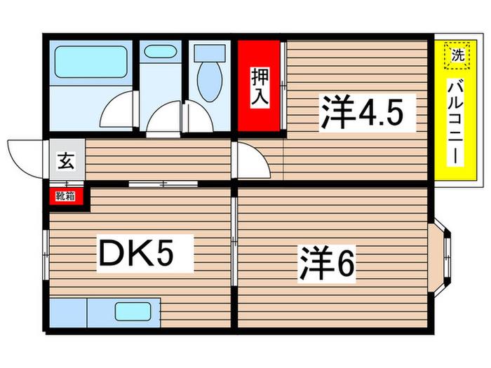 ガーデンハイツA棟(2DK/2階)の間取り写真