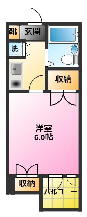 メゾン高村(1K/4階)の間取り写真