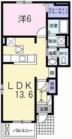 ラボールI(1LDK/1階)の間取り写真