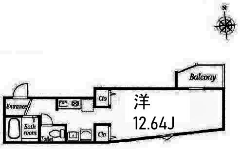 プレミアムコート綱島(ワンルーム/1階)の間取り写真