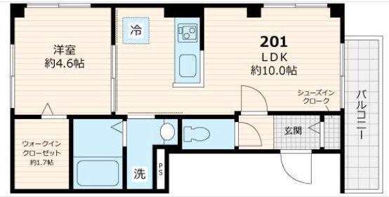 MAISON BLANCHE(1LDK/4階)の間取り写真