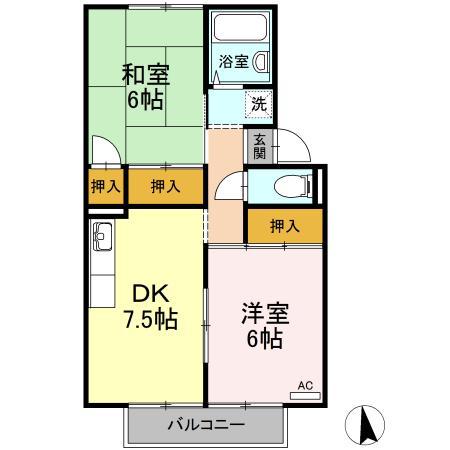 コーポ・シャルン(2DK/2階)の間取り写真