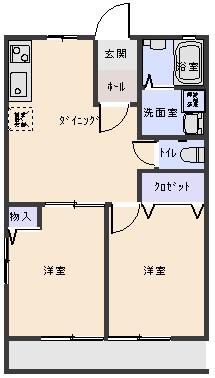 メゾンミレニアムII(2DK/1階)の間取り写真