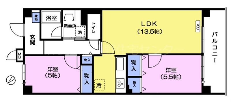 アゼリア大森(2LDK/6階)の間取り写真
