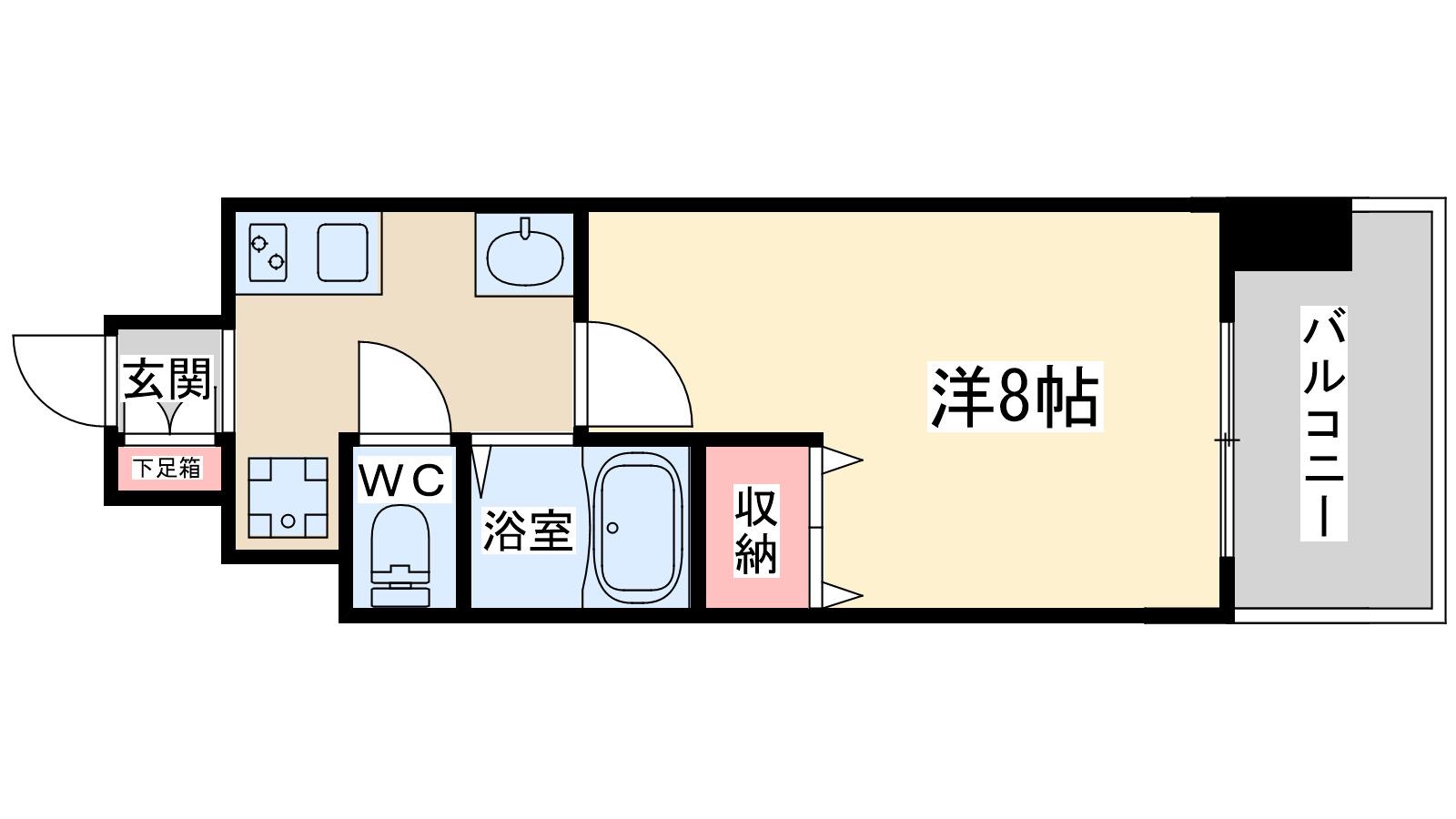 シティスパイア北梅田(1K/3階)の間取り写真