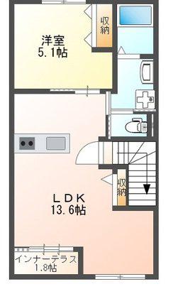 チャーム・ツートンB(1LDK/2階)の間取り写真