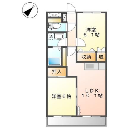 アメニティーK(2LDK/1階)の間取り写真