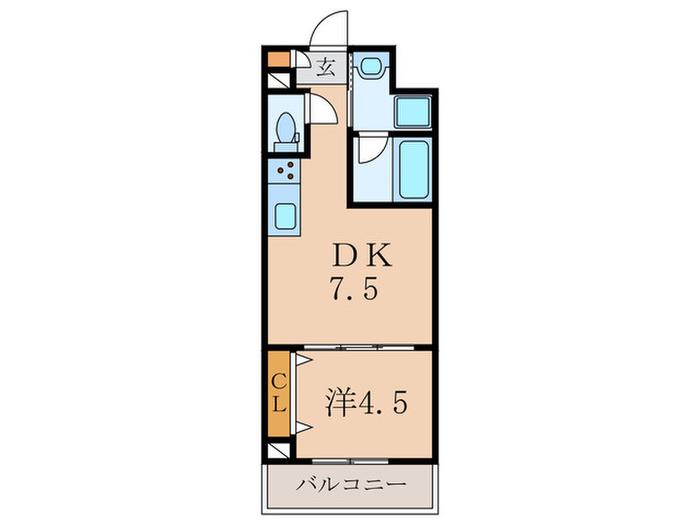 ラウレア塚口(1DK/2階)の間取り写真