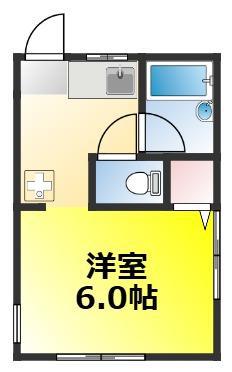 ディアコートエヌ(ワンルーム/2階)の間取り写真