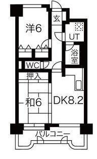 ライオンズマンション一番町(2DK/9階)の間取り写真