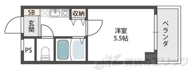 中市マンション(1K/4階)の間取り写真