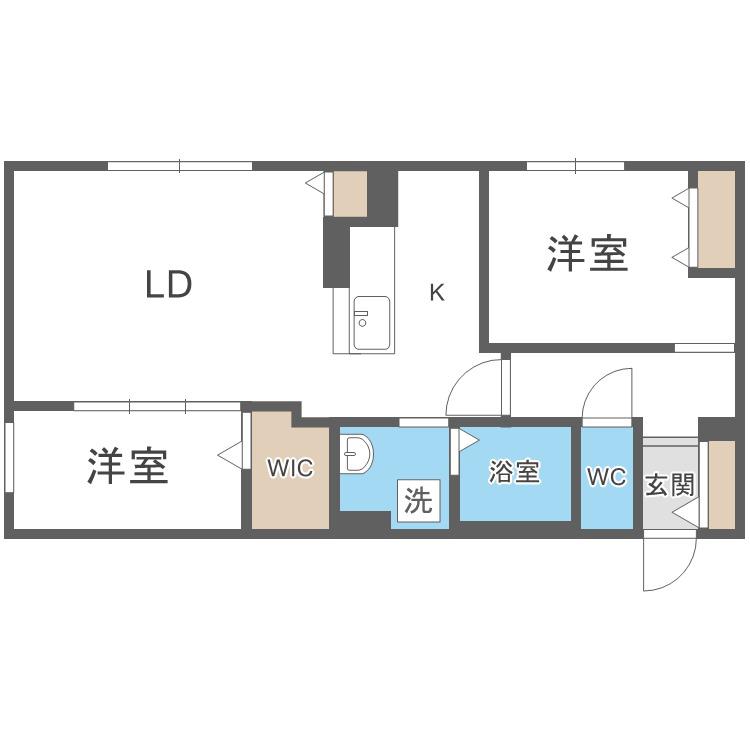 RESIDENCE SHINMEI 北円山(2LDK/4階)の間取り写真