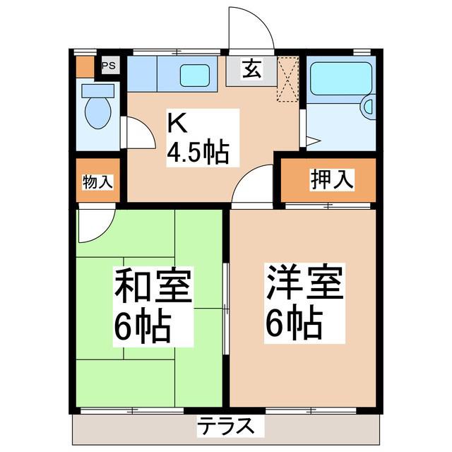 フレグランス中丘(2K/1階)の間取り写真