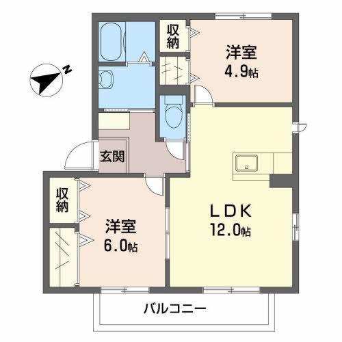 コートボナールB(2LDK/2階)の間取り写真