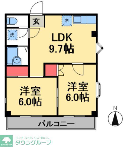 コーポ・シマII(2DK/3階)の間取り写真