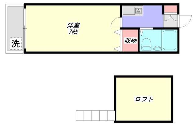 ミュゲロワイヤル(1K/1階)の間取り写真