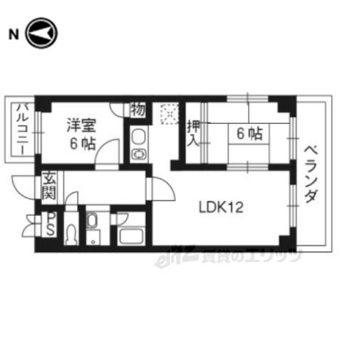 URESIDENCE二条城(2LDK/2階)の間取り写真