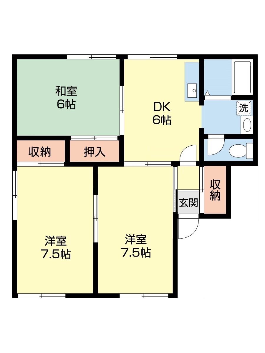 カーサみよしA(3DK/1階)の間取り写真