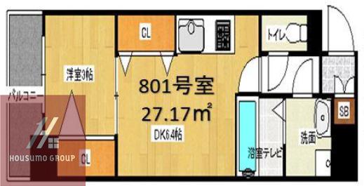 YOUS VIII番館(1DK/8階)の間取り写真