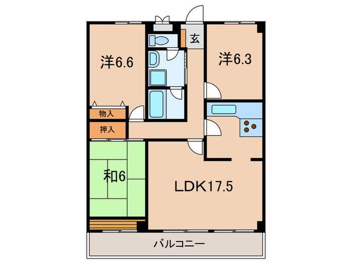 コスタデル明石(3LDK/4階)の間取り写真