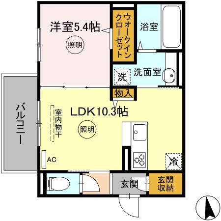 DROOM浜町(1LDK/3階)の間取り写真