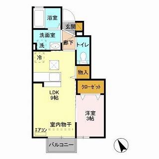 SPRING COURT(1LDK/1階)の間取り写真