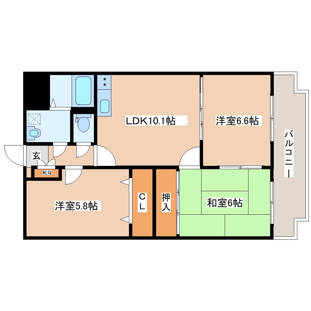 HAUSE.A荒井(3LDK/3階)の間取り写真