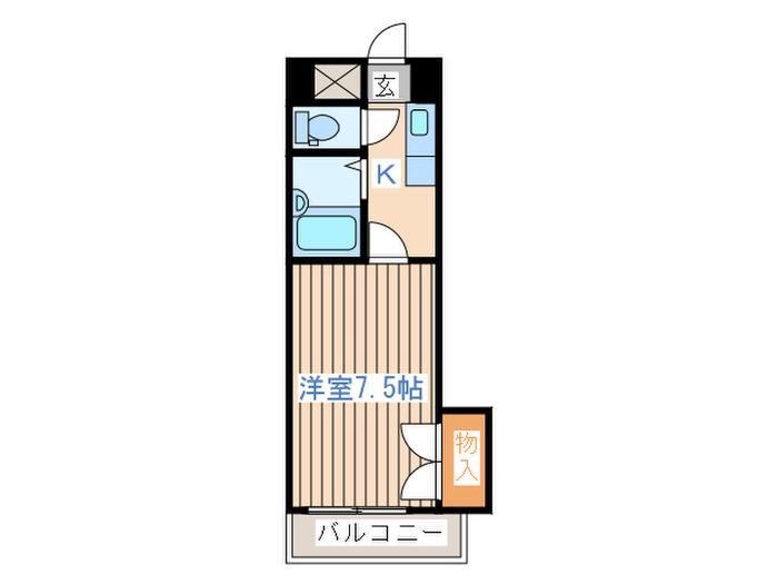 ヴィラノ-ヴァ中央(1K/4階)の間取り写真