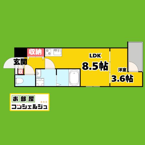 MOVE中村公園PREMIO(1LDK/1階)の間取り写真