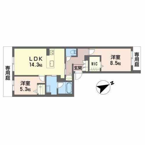 GRAND GREIGE(2LDK/1階)の間取り写真