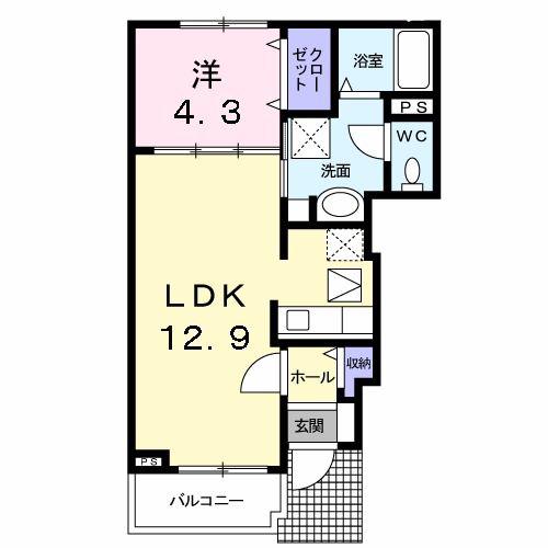 アリエッタ(1LDK/1階)の間取り写真
