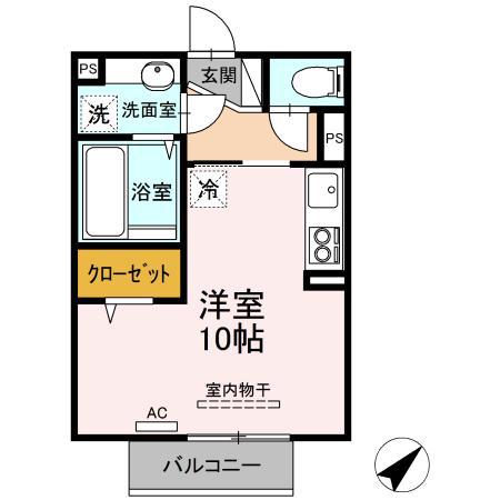 シャルマン彩II(ワンルーム/2階)の間取り写真