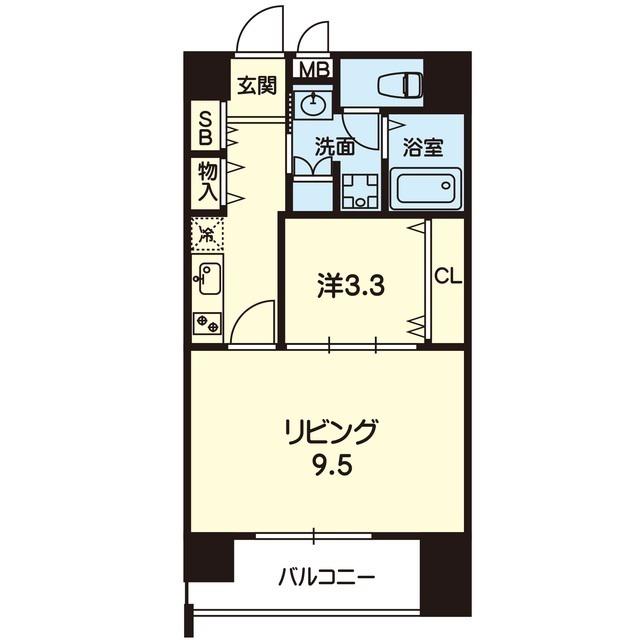 PRIME水前寺駅前(1LDK/2階)の間取り写真