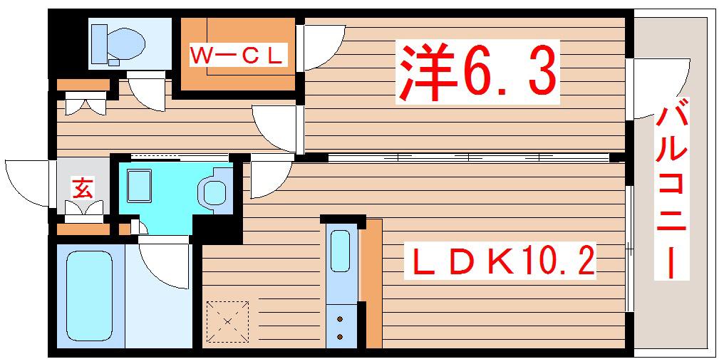 ロータス仙台中央(1LDK/5階)の間取り写真