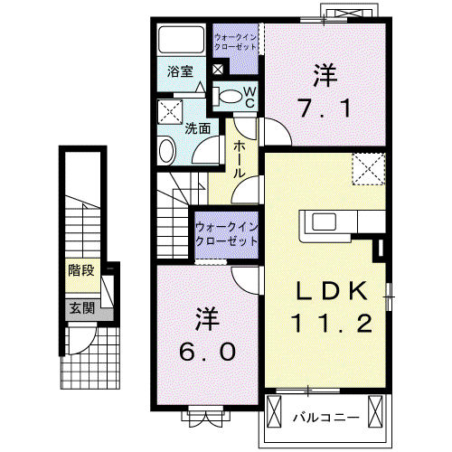 アリエス 東光(2LDK/2階)の間取り写真