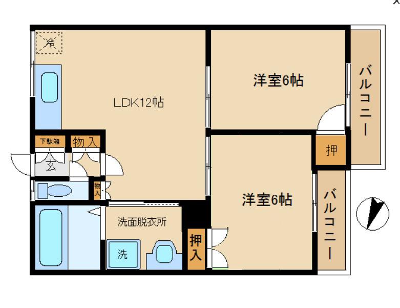 ピュアハウス(2LDK/2階)の間取り写真