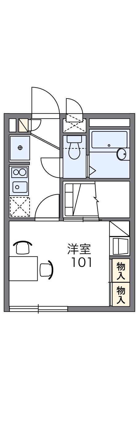 スリーピースK10(1K/1階)の間取り写真