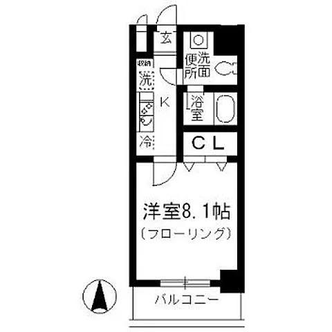 カラコレス篠崎(1K/2階)の間取り写真
