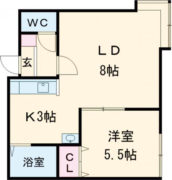 エスパニア名寄I(1DK/1階)の間取り写真