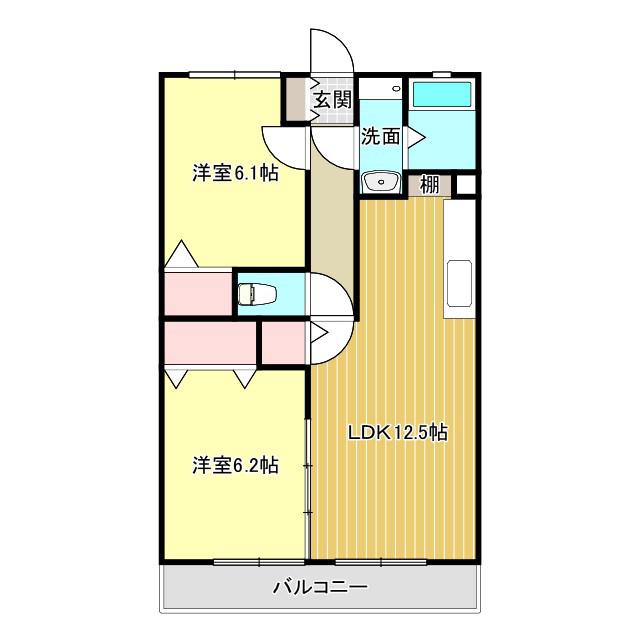 ゴールドレジーナII(2LDK/3階)の間取り写真