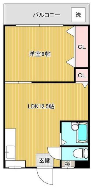 サンライズビル(1LDK/4階)の間取り写真