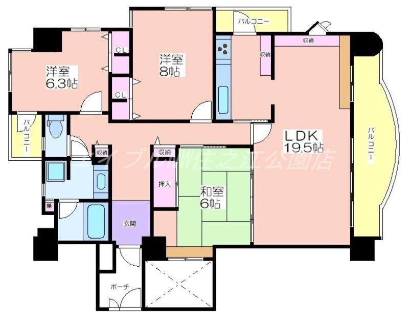 エステルミナス北田辺(3LDK/4階)の間取り写真
