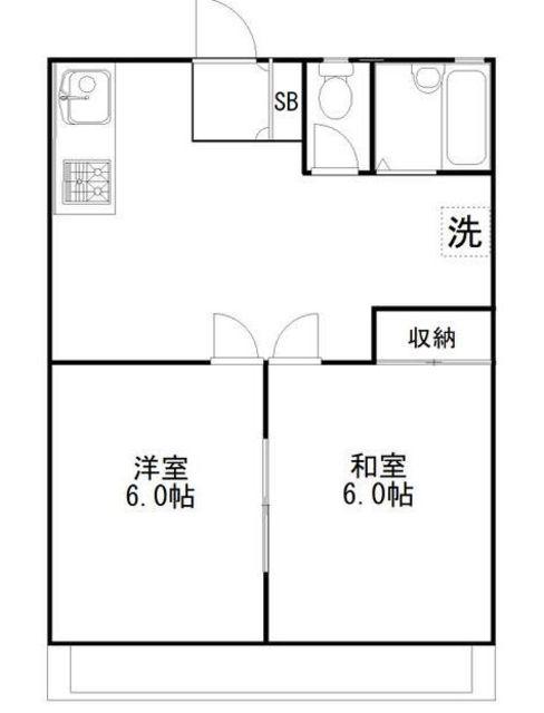 アーバンハイムI(2DK/1階)の間取り写真