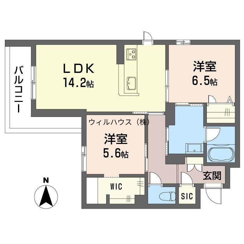 メゾン エディアン 新金岡(2LDK/2階)の間取り写真