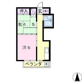 アヅマハイツ(2K/2階)の間取り写真