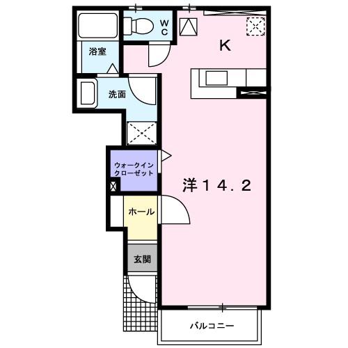 ラフィーネS(1K/1階)の間取り写真